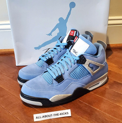 NIKE AIR JORDAN 4 UNIVERSITY BLUE UNC BLACK WHITE CEMENT 2022 CT8527-400 SIZE 12