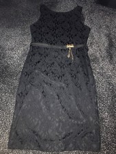 River Island black crochet lace effect dress with zip detail belt with charms 14