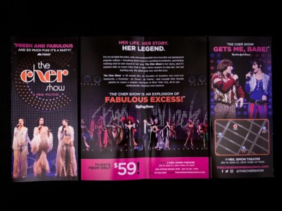 THE CHER SHOW OBC Broadway Flyer Broschüre. Stephanie J Block, türkisfarbene Dochte