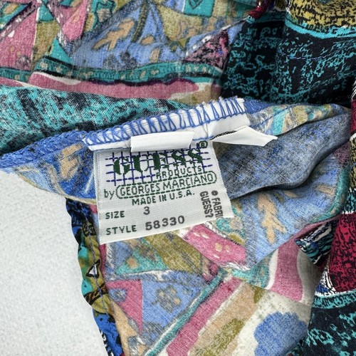 Vintage 90s Guess Georges Marciano Abstract Geometric Button Up Shirt Sz 3 Rayon - Picture 6 of 9