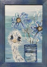 Original Painting Janet Swahn HaPpY Bloom Custom Framed