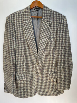 Vintage John Henry Mens Tweed 2 Button Blazer Size 42L Wool Sport Coat USA Made