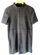NWOT ZARA Short Sleeve Exposed Seamed Mini Sweater Dress Gray Size Small