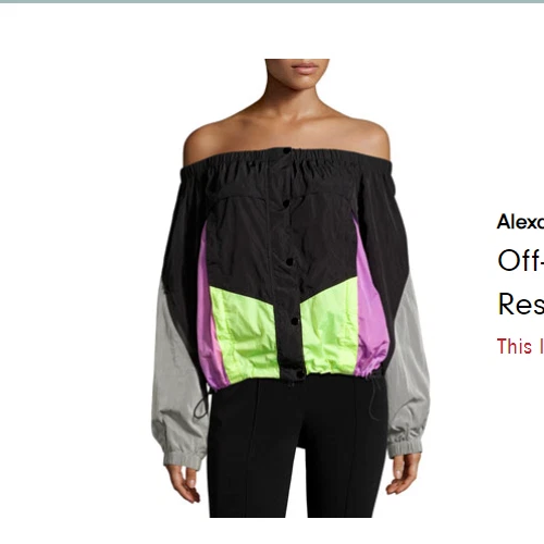 Giacca antivento Alexander Wang off the shoulder colorblock taglia XS