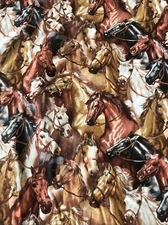 PACKED HORSE Fabric Blank Quilting 100% Cotton 5 Yards Allover Brown Black C6216