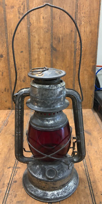 Vintage Dietz Little Wizard Lantern w/Red Glass Globe-Untested