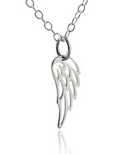 Tiny Angel Wing Charm Necklace 925 Sterling Silver Memorial Gift Wings Feather