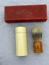 Made Rite Ever-Ready Shaving Brush Badger 57 Butterscotch Swirl Handle & Case