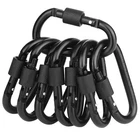 Locking Carabiner Clip, Caribeaner Clips Black D Ring Spring Snap Key 8 Pack