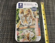 Staedtler Colored Pencils Triangular 12 Pcs Assorted Metal Tin