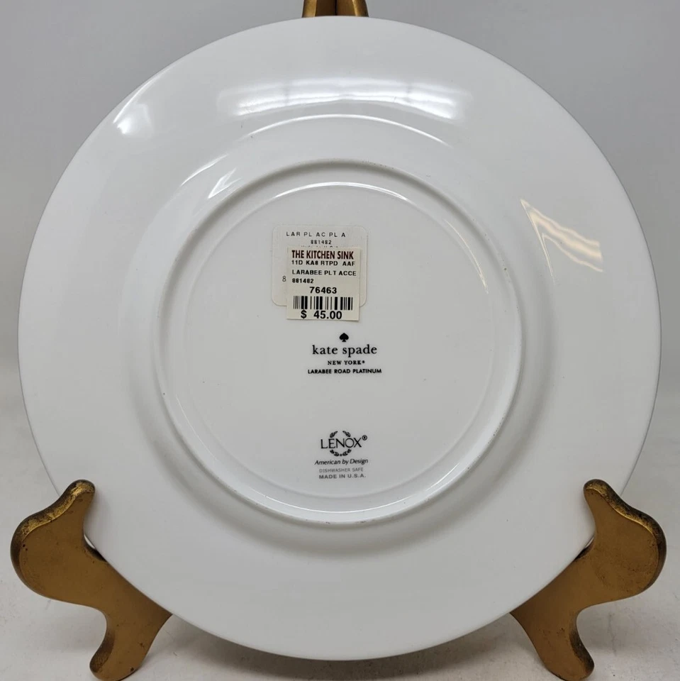Lenox Kate Spade Larabee Road Platino Acento Placa Nueva York NUEVO Foto 4 de 4