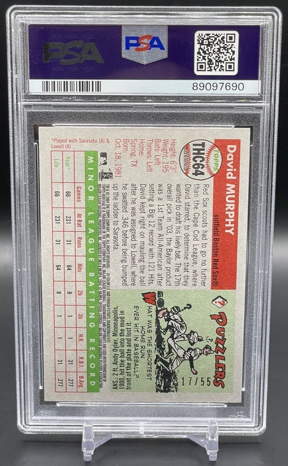 Retrofractor negro Topps Heritage 2004 cromado David Murphy/55 RC PSA 9 #THC-64 Foto 3 de 4
