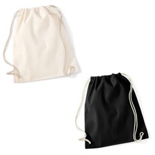 10 x Westford Mill Zuziehbeutel Turnbeutel Sportbeutel Baumwolltasche Gym Sack