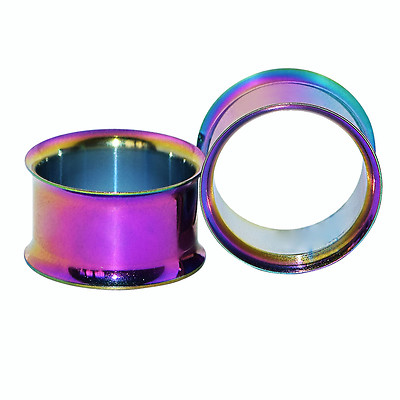 2pcs 316L Stainless Steel Single Flared Tunnels EAR PLUGS Body Piercing Jewelry