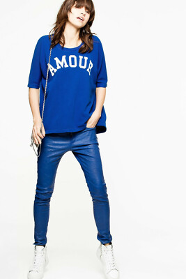 Portland Bis Sweatshirt Top Zadic And Voltaire Printed Blue Oversized Tunic XL