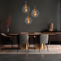 HäNgeleuchte HäNgelampe Pendelleuchte Glaskugel 3 Flammig Messingfarben H 120Cm