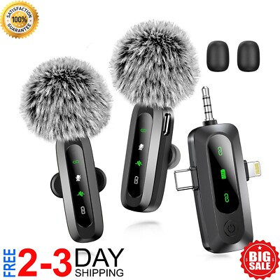 Microfono mini inalambrico para celular Camera, iPhone, Android, solapa 2 mic