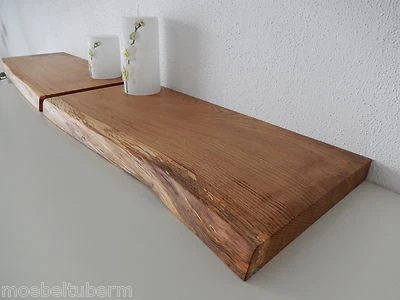 2xWandboard Eiche Wild Massiv Holz Board Regal Steckboard Regalbrett Baumkante - Bild 1 von 4