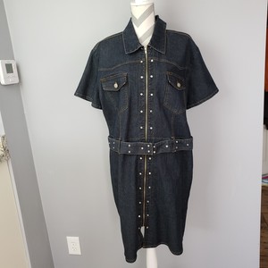 jean zip up dress