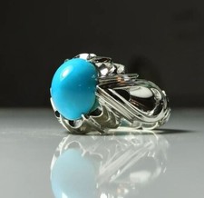 12 Carat Natural Turquoise Sterling Silver 925 Men Nishapuri Feroza Ring