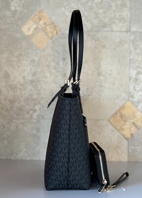Michael Kors Jet Set Travel MD Double Pocket Tote Shoulder Bag +