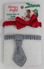New Merry & Bright Holiday Neck Tie and Bow for Small Animals Guinea Pig