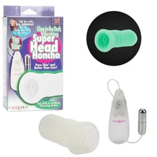 Glow-in-the-Dark Vibrating Super Head Honcho Male Masturbator Sex Stroker Sleeve