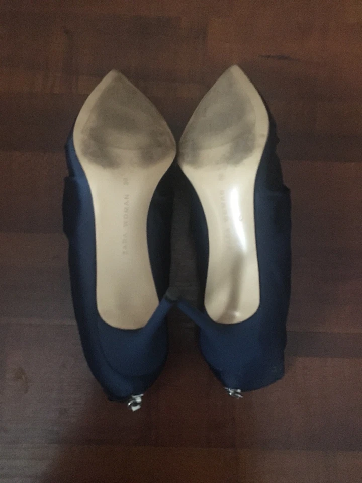Bottines boots ZARA satin Bleu - T. 38 COMME NEUVES - Photo 3/4