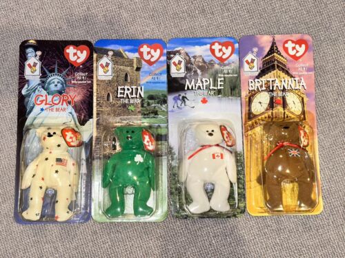 1999 Full Set of 4 Ty McDonalds Beanie Baby Britannia Glory Maple Erin the Bear - Picture 1 of 2