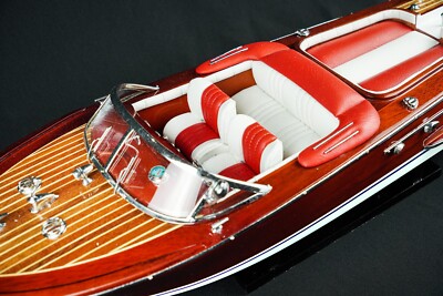 21'' Red Riva Speed Boat Model Anniversary Gift Italian Wooden Ship Model 1:16
