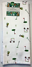KITCHEN TOWELS (2) GOLF CLUBS CART GREEN 70% COTTON 30% RAYON FROM BAMBOO NIP