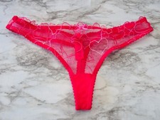 Skims Tulle Embroidered Heart Mesh Thong 1-Pack Panties US Size 2X