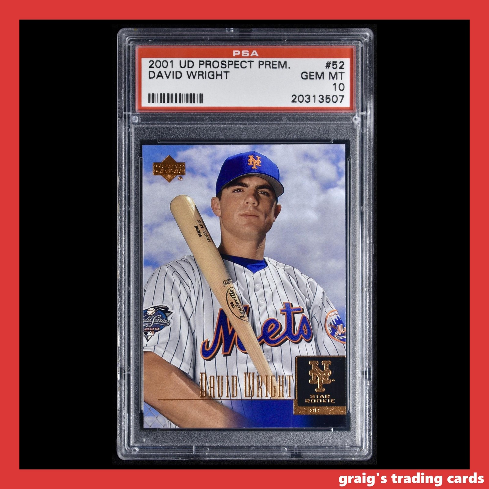 2001 Upper Deck Prospect Premieres Rookie RC David Wright #52 PSA 10 GEM-MT