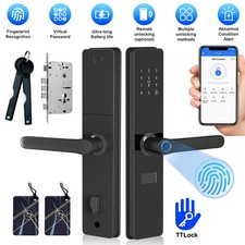 Bluetooth Smart Door Lock w Handle Fingerprint Keyless Entry Digital Keypad Lock
