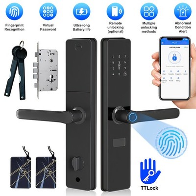 Bluetooth Smart Door Lock w Handle Fingerprint Keyless Entry Digital Keypad Lock