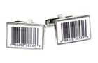 Silver-Tone Mens Cuff Links BARCODE Cufflinks — photo 1