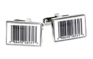 Silver-Tone Mens Cuff Links BARCODE Cufflinks