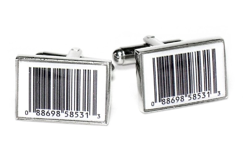 Silver-Tone Mens Cuff Links BARCODE Cufflinks