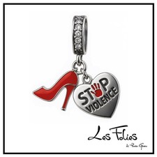 Charm Cuore Scarpa Rossa Stop violenza sulle donne in argento 925 - Les Folies
