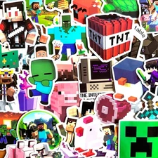 Minecraft Stickers, Gamer Console Movie Water Bottle Laptop Decals Gifts