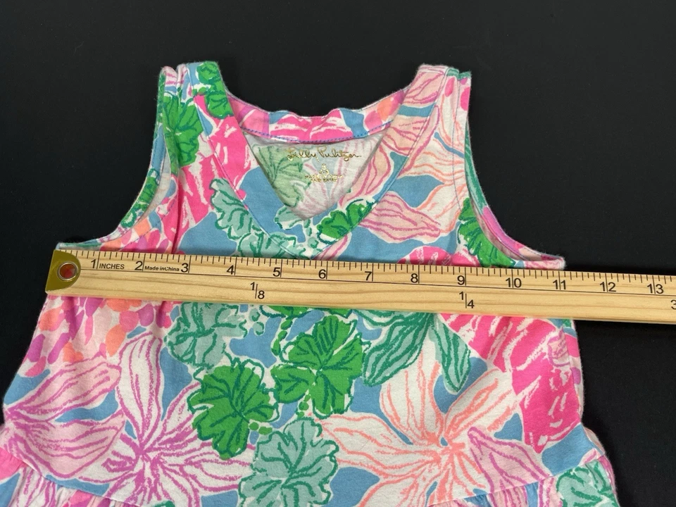 Mini Vestido Lorina “Multi Tigers Lair” Algodão Lilly Pulitzer Meninas Tamanho P 4-5 - Imagem 4 de 4