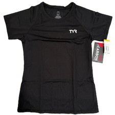 TYR Carbon Womens Short Sleeve Running Tee Top - Black TFTRC6A - Size XS - 54