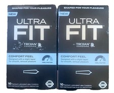 Trojan Ultra Fit Comfort Feel Shaped for Your Pleasure 10 Latex Condoms Lot Of 2