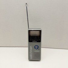 Vintage NFL 1986 Chicago Bears Sony Watchman TV FD-10A B W Handheld TV - Works 
