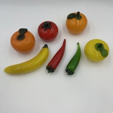7 PC Lot VTG Hand Blown Art Glass Vegetable Fruits Murano Style MCM Sculptures