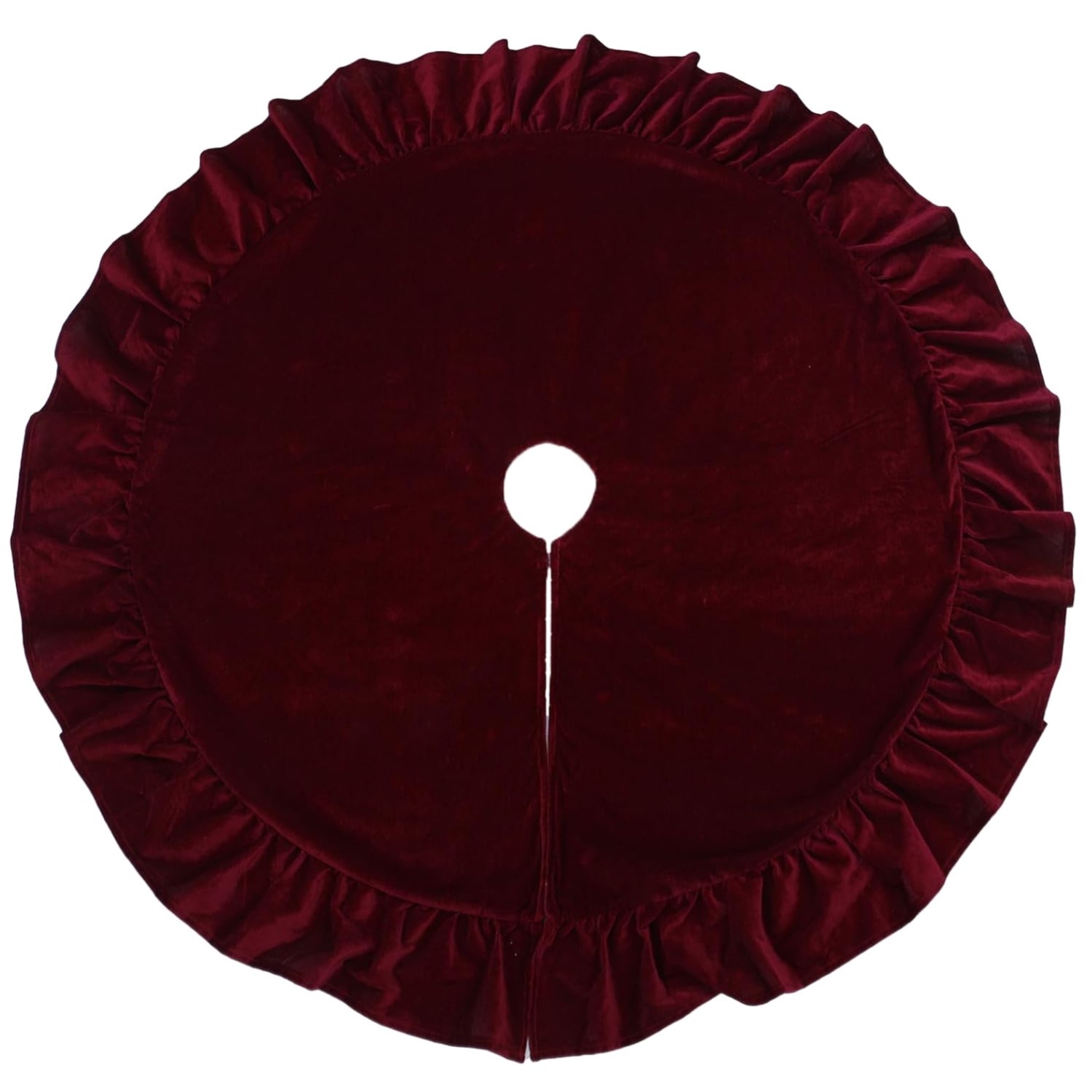 48-Inch Red Velvet Christmas Tree Skirt – Ruffled Holiday Tree Skirt for 6ft ...