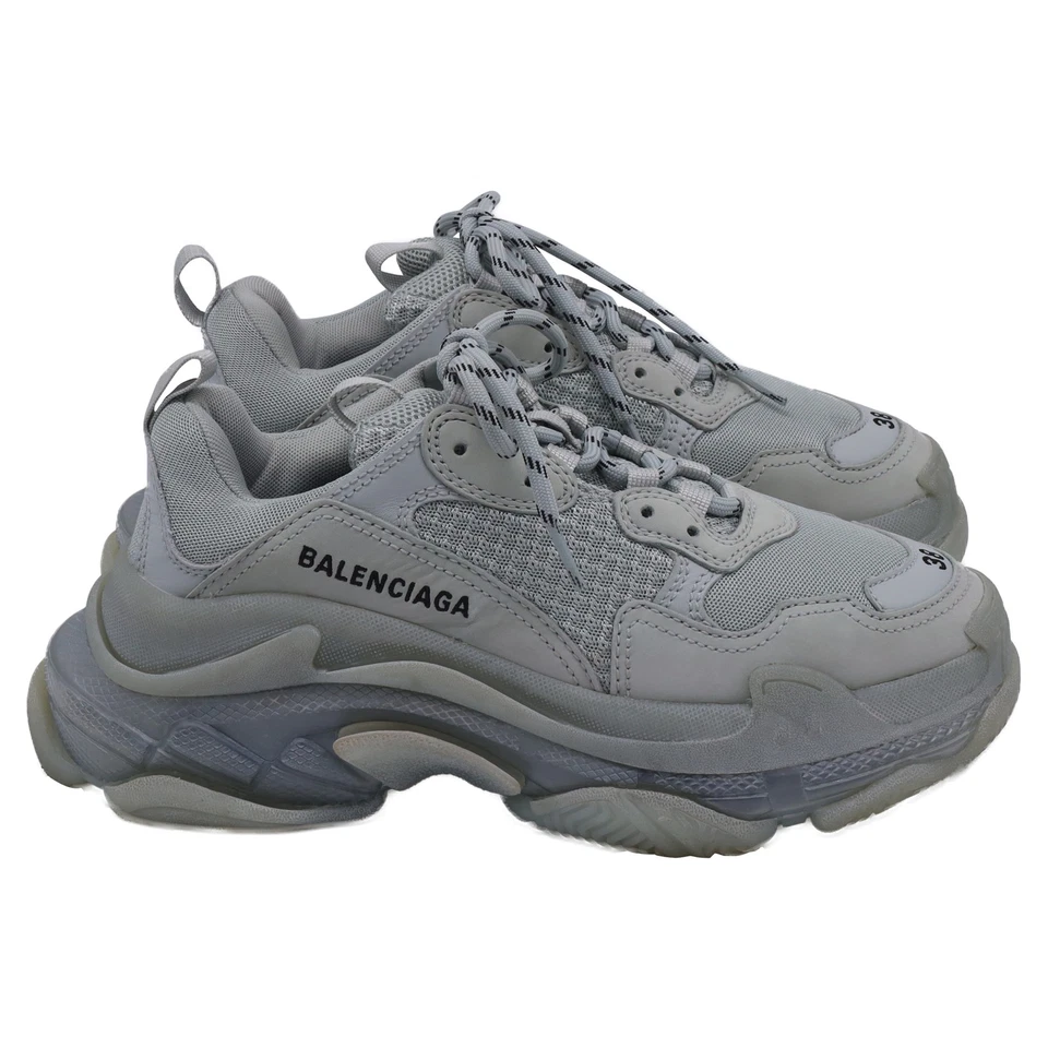 Zapatillas Balenciaga Suela Transparente Triple S En Poliéster Mujer Gris Talla 38