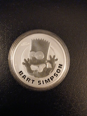#ad 2022 Tuvalu the Simpsons Bart Simpson 1oz .999 Silver Coin in Capsule $110.00