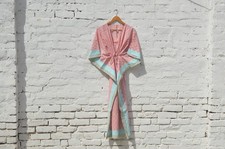 100% TARRIF FREE✅0% CHARGE Indian 100%Cotton Hand Block Long Kaftan Dress KF-78
