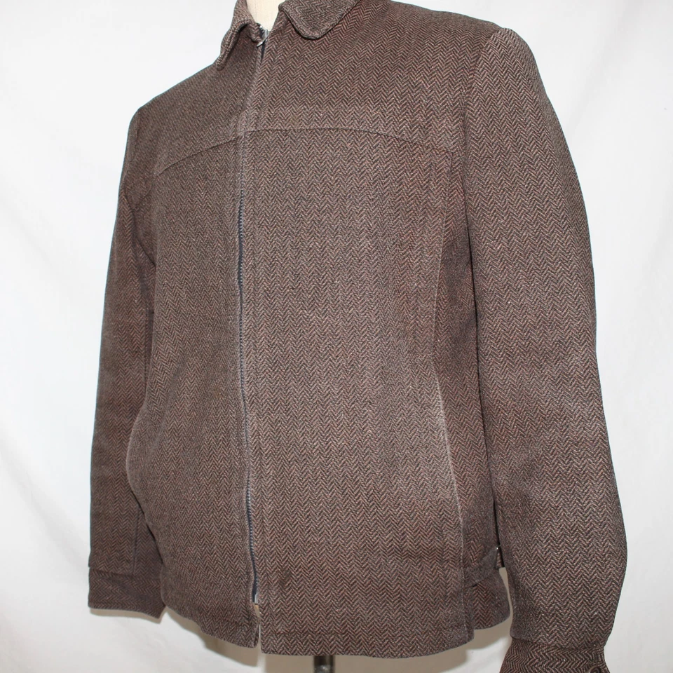 READ Vtg 1950s Field & Stream Mens 40 Herringbone Tweed Ricky Jacket Rockabilly - Image 2 of 4